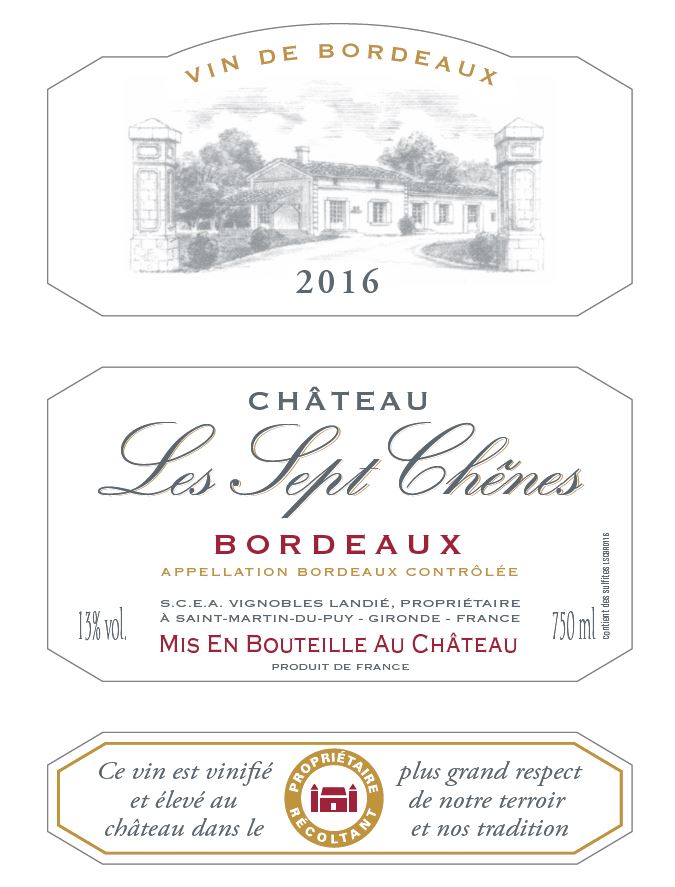 Chateau Les Sept Chenes Bordeaux Rouge 2020/21